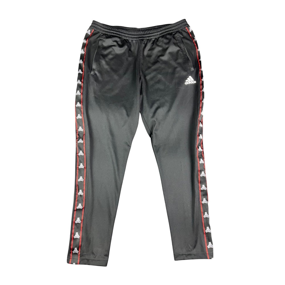 Adidas Tango Mens XL Black Side Tape Logo Soccer Training Track Pants Zip Pocket